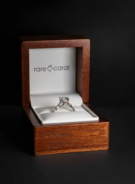 Rare Carat is one of the leading diamond jewelry retailers in the United States. In this photo, they are showcasing an engagement ring they sold.